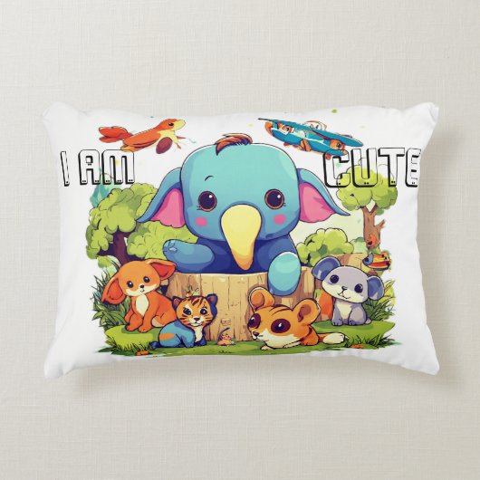 Leuke dierlijke cartoon illustratie ik ben schatti accent kussen (Voorkant)