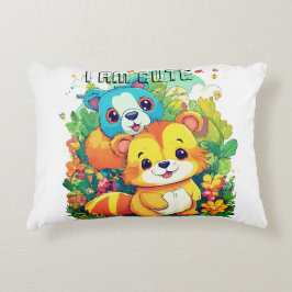 Leuke dierlijke cartoon illustratie ik ben schatti accent kussen