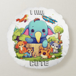 Leuke dierlijke cartoon illustratie ik ben schatti rond kussen