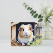 Leuke dierlijke cavia Waterverf Briefkaart (Staand voorkant)