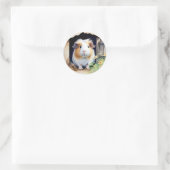 Leuke dierlijke cavia Waterverf Ronde Sticker (Tas)