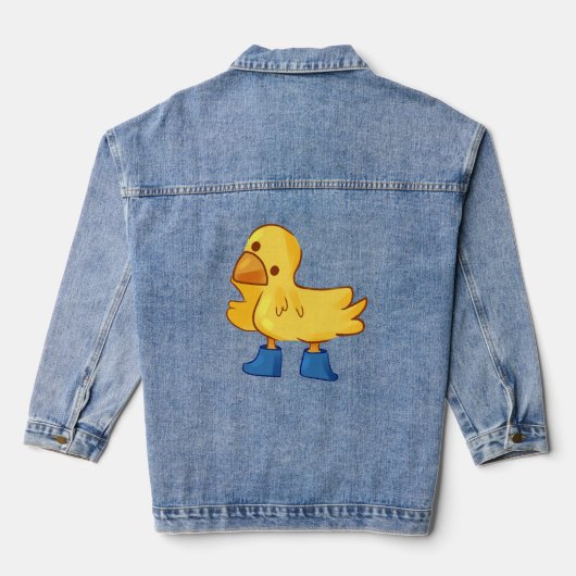 Leuke dierlijke eend cartoony stijl denim jacket (Achterkant)