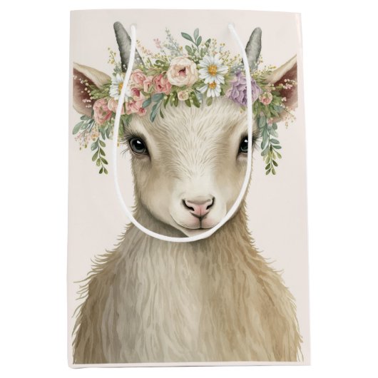 Leuke Dierlijke Geit Boho Waterverf Medium Cadeauzakje (Voorkant)