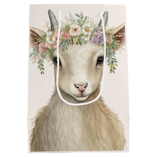 Leuke Dierlijke Geit Boho Waterverf Medium Cadeauzakje (Achterkant)