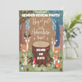 Leuke dierlijke gender reveal party uitnodiging (Staand voorkant)