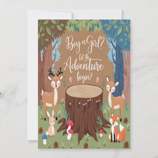 Leuke dierlijke gender reveal party uitnodiging (Achterkant)