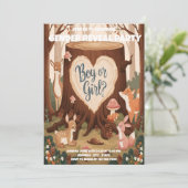 Leuke dierlijke gender reveal party uitnodiging (Staand voorkant)