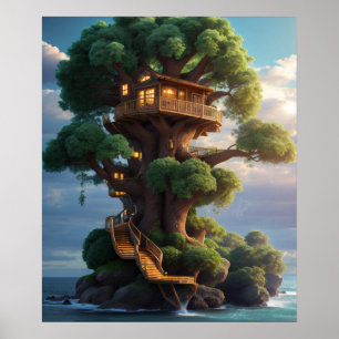 Leuke Dierlijke Karakters Een majestueus boomhuis Poster