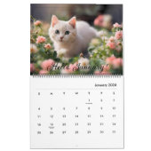 Leuke dierlijke kat bloem dagelijks maandelijks ja kalender (Jan 2026)