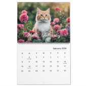 Leuke dierlijke kat bloem dagelijks maandelijks ja kalender (Feb 2026)