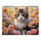 Leuke dierlijke kat bloem dagelijks maandelijks ja kalender (Hoes)