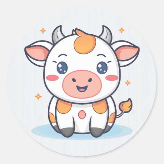 Leuke dierlijke Koe Ronde Sticker (Voorkant)