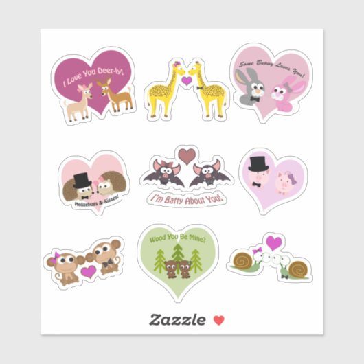 Leuke dierlijke koppels Sticker set (Vel)