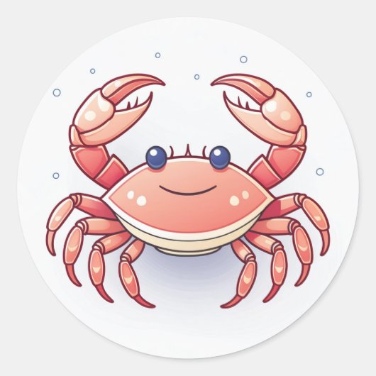 Leuke Dierlijke Krab Ronde Sticker (Voorkant)