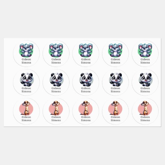 Leuke dierlijke labels (Vel)