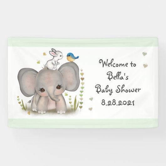 Leuke Dierlijke Olifant Baby shower Party Banner (Horizontaal)