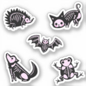 Leuke dierlijke skeletten sticker pack (Voorkant)