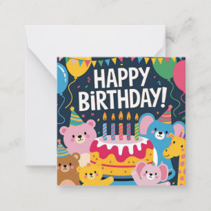 Leuke dierlijke verjaardagsfeestje ontwerp voor ki notitiekaartje