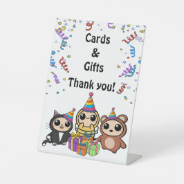 Leuke dierlijke verjaardagskaarten en cadeaus tafe reclamebord met voetstuk