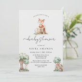 Leuke dierlijke Woodland Fox Baby shower Kaart (Staand voorkant)