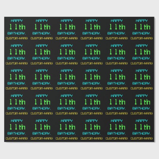Leuke digitale computer thema 11e verjaardag cadeaupapier (Vlak)