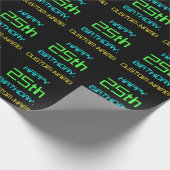 Leuke digitale computer thema 25e verjaardag cadeaupapier (Hoek)