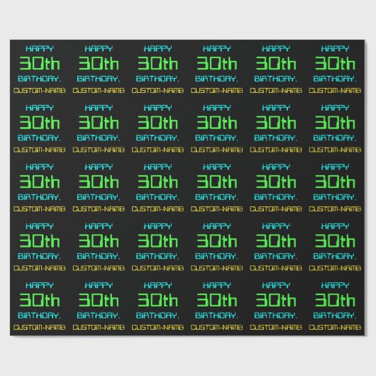 Leuke digitale computer thema 30e verjaardag cadeaupapier (Vlak)