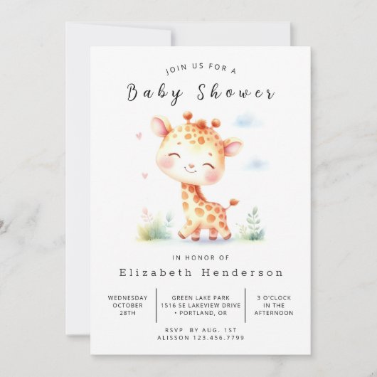 Leuke digitale Giraffe Baby shower Kaart (Voorkant)