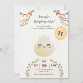 Leuke Dim Sum Dumpling Verjaardagsfeestuitnodiging Kaart (Voorkant)