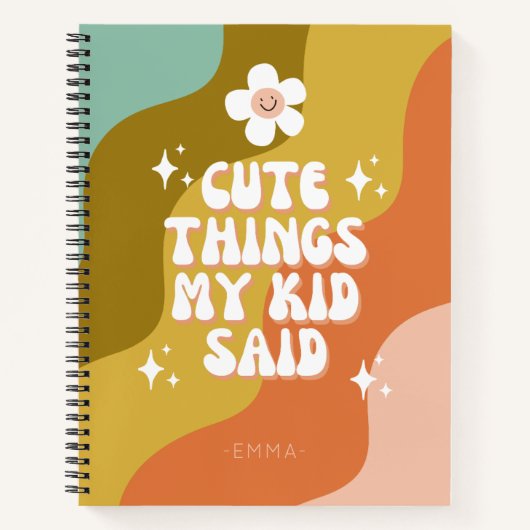 Leuke dingen die mijn Kind zei Groovy kleurrijk Notitieboek (Voorkant)