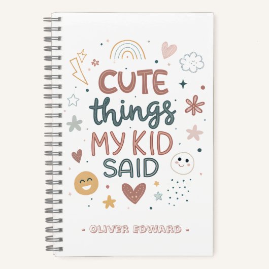 Leuke Dingen Die Mijn Kind Zei Speelse Typografie Notitieboek (Voorkant)