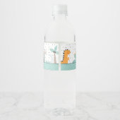Leuke Dino Dinosaurussen Verjaardagsfeestje Waterfles Etiket (Achterkant)