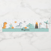 Leuke Dino Dinosaurussen Verjaardagsfeestje Waterfles Etiket (Enkel label)
