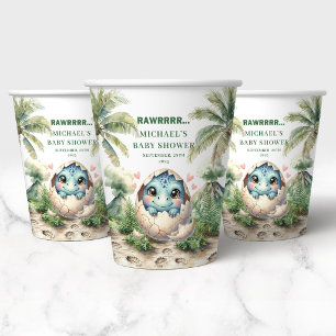 Leuke Dino-ei Baby Shower Komt Eerder Papier Papieren Bekers