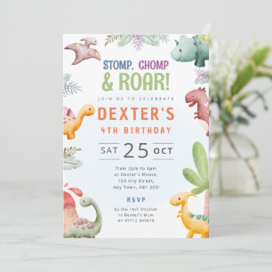 Leuke Dino Feest Verjaardagsuitnodiging Dinosaur T Kaart