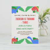 Leuke Dino-feesttemplate voor kinderen Kaart (Staand voorkant)