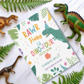 Leuke Dino-Four Dinosaurus jongen 4e verjaardag Kaart