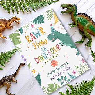 Leuke Dino-Four Dinosaurus jongen 4e verjaardag Kaart