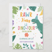 Leuke Dino-Four Dinosaurus jongen 4e verjaardag Kaart (Voorkant)