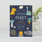 Leuke Dino Party Dinosaurussen Eerste Verjaardag Kaart (Staand voorkant)