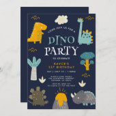 Leuke Dino Party Dinosaurussen Eerste Verjaardag Kaart (Voorkant / Achterkant)