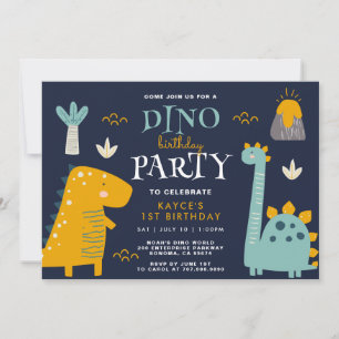 Leuke Dino Party Eerste Verjaardag Kaart