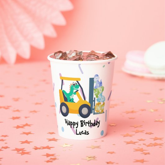 Leuke dino tractor Vrachtwagen Verjaardag School B Papieren Bekers (Insitu)