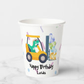 Leuke dino tractor Vrachtwagen Verjaardag School B Papieren Bekers (Voorkant)