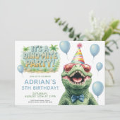 Leuke Dino Verjaardagsfeestje Ontwerp Kaart (Staand voorkant)