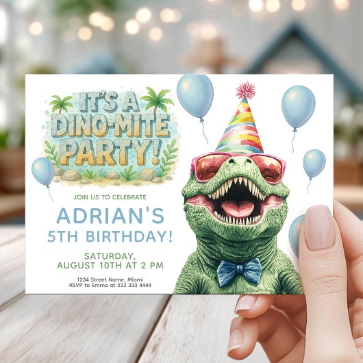 Leuke Dino Verjaardagsfeestje Ontwerp Kaart