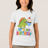 Leuke Dinosaur Cupcake T-Shirt voor Kinderen Het i (Voorkant)