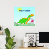 Leuke Dinosaur Familie kleine Roze Dino Ei Poster (Thuiskantoor)