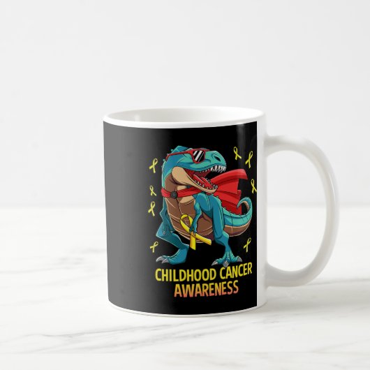 Leuke Dinosaur T-rex Kinderkanker Bewustzijn Jonge Koffiemok (Rechts)