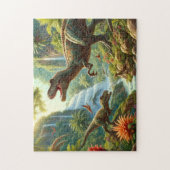 Leuke dinosauriërs in tropisch bos voor kinderen legpuzzel (Verticaal)